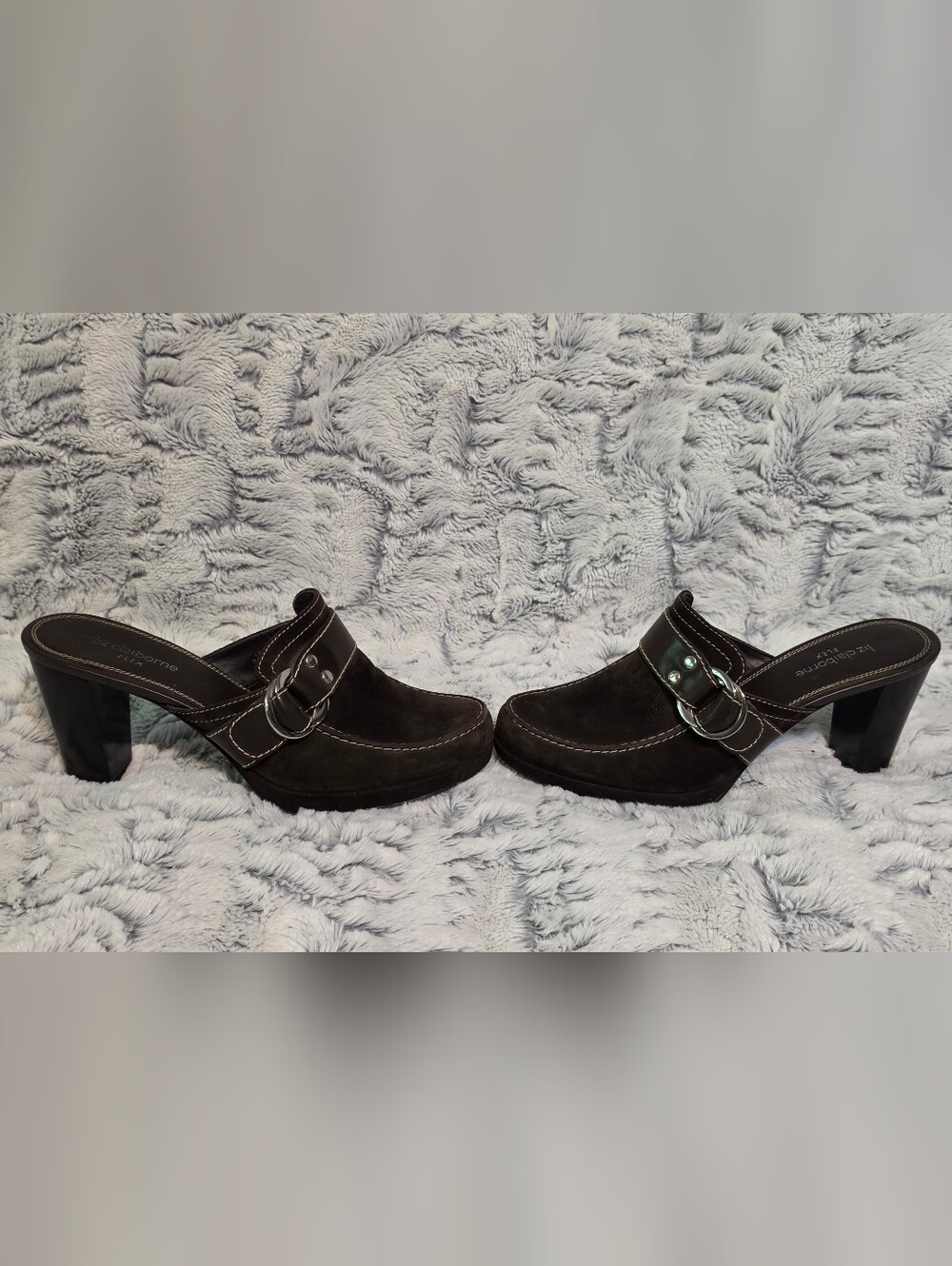 VINTAGE Liz Claiborne Flex Women's Dressy Brown Suede Slip-On Mules. Size 7.5
